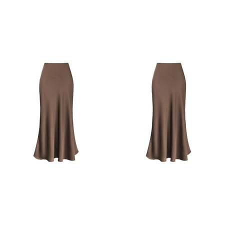 Kcodviy 2 Pcs Womens High Waist Skirt Lingerie Skirt Solid Satin Dress Zipper Bed Skirt Full Bed Elegant Skirt Sparkly Skirt Ballet Skirt Women Leather Skirts for Women