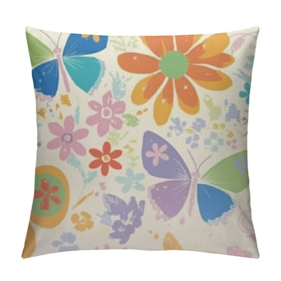 Cute Animal Butterfly Pillowcase King Pillow Cover Protector Pillow Sham Pillow Case with Zipper for Long Throw Pillow