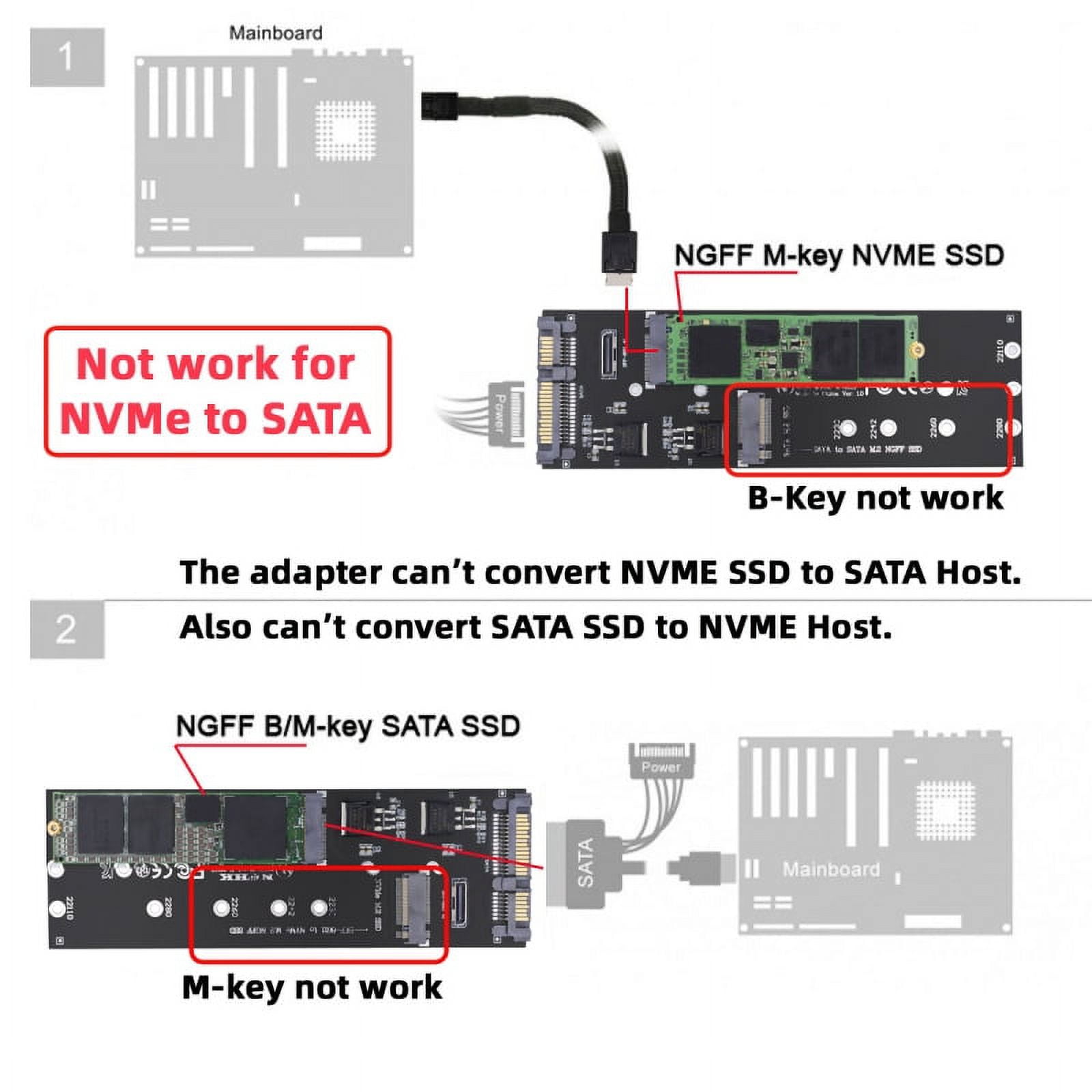 JSER Oculink SFF-8612 8611 to U.2 Kit M-Key to NVME PCIe SSD and NGFF to  SATA Adapter for Mainboard