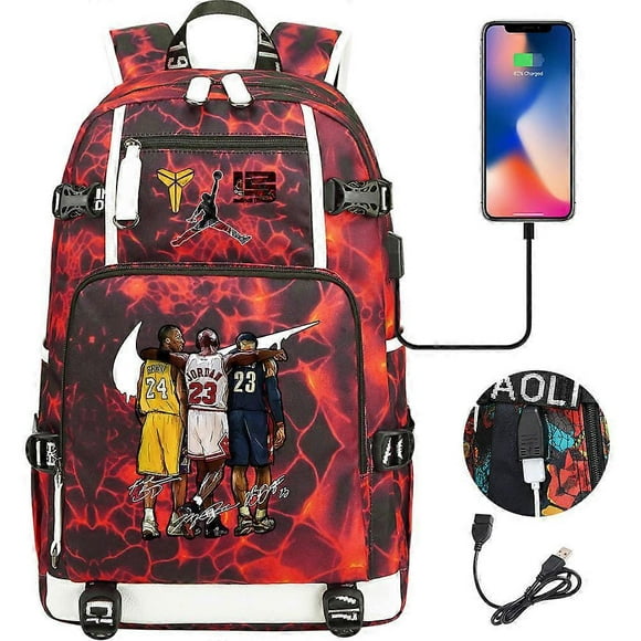 Kobe Bryant Michael Jordan And Lebron James Printed Pattern Backpack Travel Bag Student School Bag Computer Bag 12