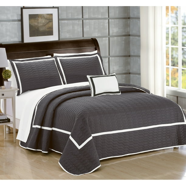 8 Pc. Neal Hotel Collection 2 Tone banded Geometrical Embroidered