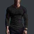 thumbnail image 5 of Jalioing Men's Long Sleeve Athletic Shirt Ribbed Stretchy V Neck Workout T Shirt Casual Solid Muscle Tee, 5 of 6