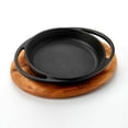 thumbnail image 1 of Lava Cast Iron 6.3" Émaillé Plat Rond Antiadhésif avec Plateau de Service en Hêtre - Noir, 1 of 3
