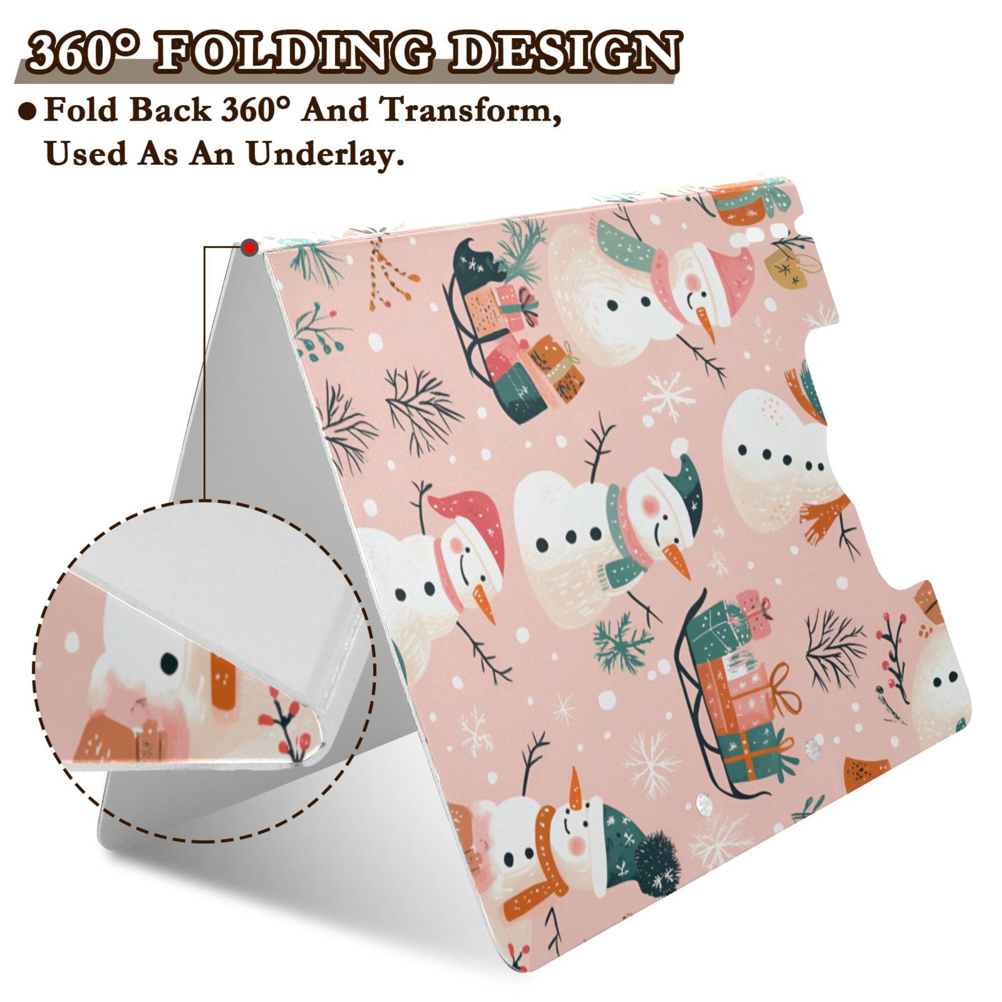 FORMRS A4 Clipboard Folder with Pen Holder Horizontal Foldable School Office Binder, Christmas Snowman