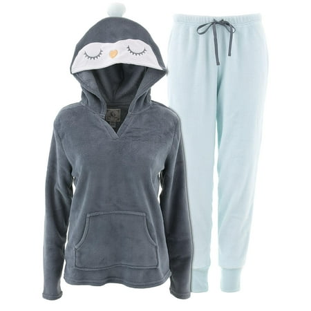PJ Couture Women's Penguin Hooded Charcoal Pajamas