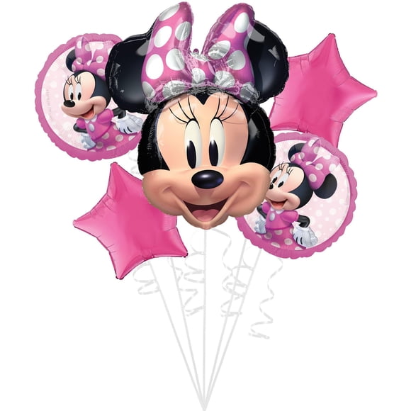 Ramillete de globos Amscan Minnie Mouse Forever, 5 unidades