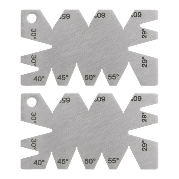 2 Packs Screw Thread Gauge Cutting Angle Gage Template 29 to 65 Degrees Lathes Measuring Tool, 1.2mm Thickness