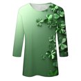thumbnail image 5 of TrendVibe365 Green Womens Tops 3/4 Sleeve St Patricks Day Plus Size Crew Neck Polyester Casual St. Patricks Day Blouse Tops for Irish Themed Gifts 3XL, 5 of 5