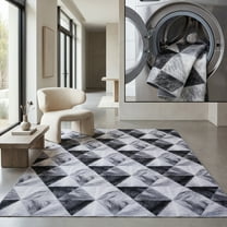 SAFAVIEH Faux Hide Daffodil Diamond Area Rug, Light Grey/Dark Grey, 3' x 5'