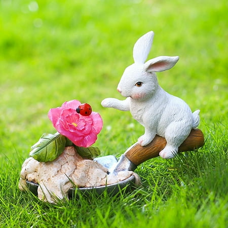 

Xewsqmlo Solar Landscape Light Durable Waterproof Resin Rabbit Light for Balcony Driveway