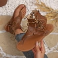 thumbnail image 5 of Gladiator Sandals for Women Lace up Ankle Strap Back Zipper Flip Flops Lightweight Retro Leather Flat Shoes Yellow Size 8.5, 5 of 9