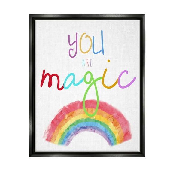 Stupell Industries You Are Magic Rainbow Landscape Painting Black Floater Framed Canvas Art Print Wall Art, 17 x 21
