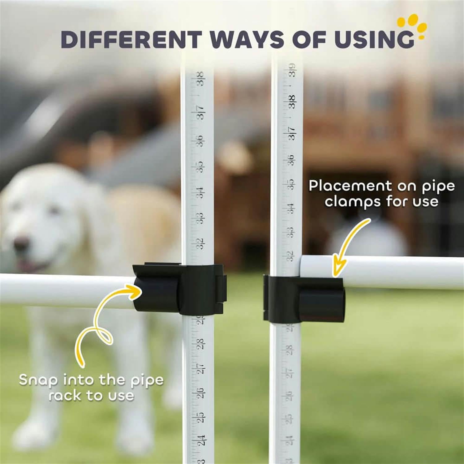 resenkos 6-Piece Dog Agility Set with Height-Adjustable Bars, Carry Bag, Top Bar for Training, Easy Assembly, White