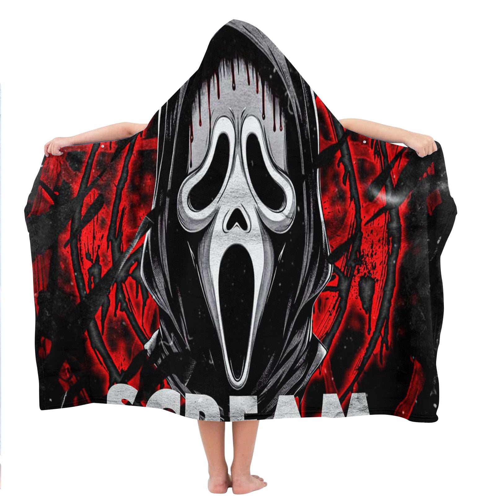 Scream Movie Hooded Kids Beach Towels Bath Hat Toddler Microfiber Swim Cover-ups Poncho Absorbent Pool Wrap