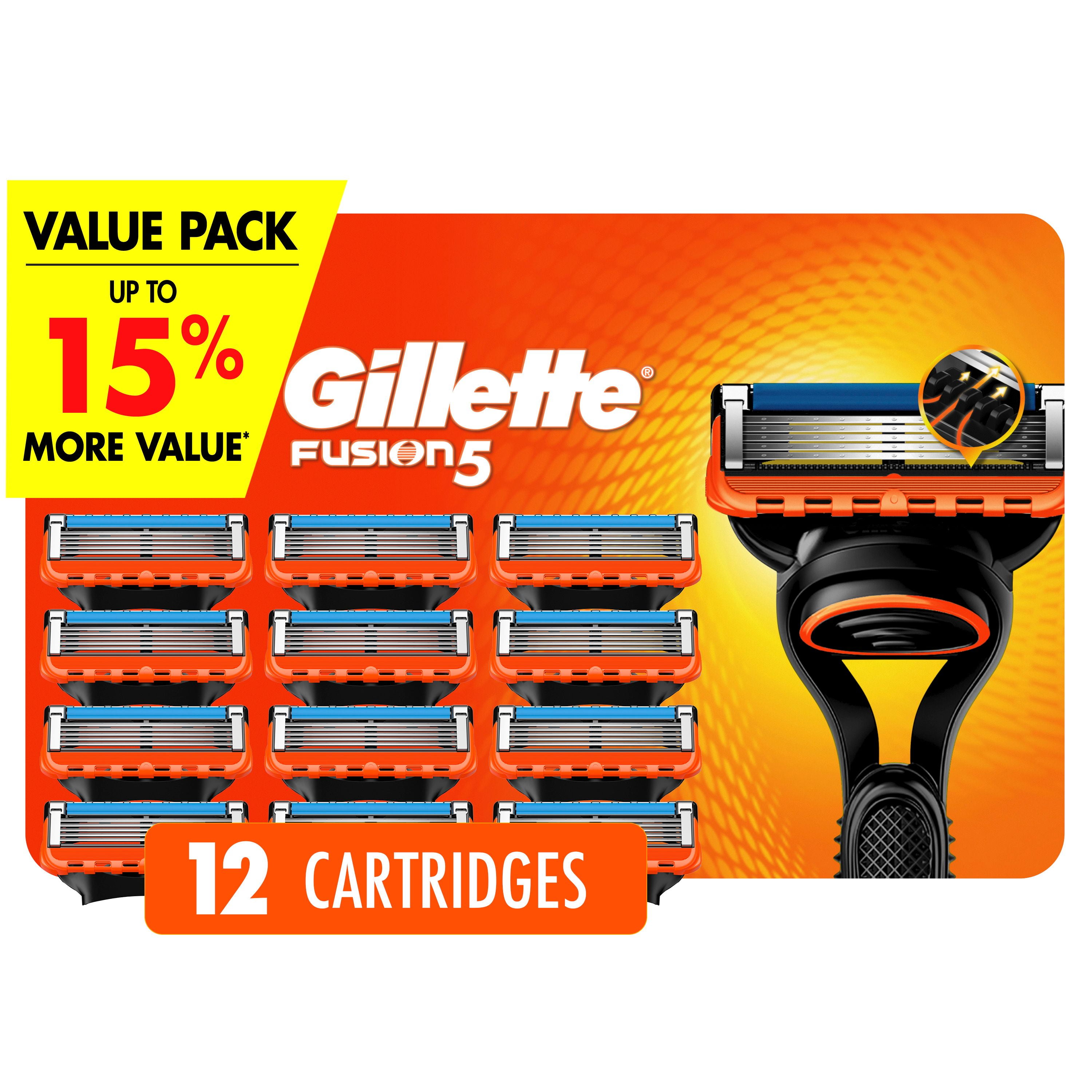 Gillette Fusion5 Razor Refills for Men Razor Cartridges, Lubrication Strip, Precision Trimmer for Men, 5-Blade Razor Blades for Close Shave, 12CT