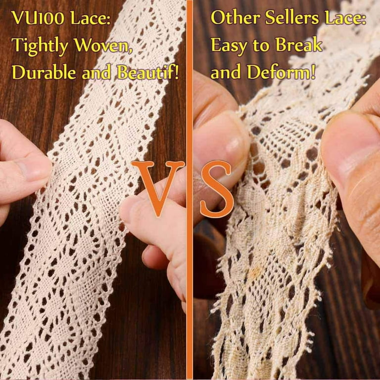 SEWDIYTR Crochet Lace Ribbon Vintage Lace Trim Cotton Sewing Lace for DIY  Craft Christmas Ribbon for Gift Package Wrapping,Scrapbooking Supplies 10