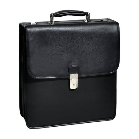 15.4" Leather Double Compartment Laptop Briefcas_Black