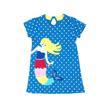 

Wrapables Girls Casual Print Cotton Dress 4T Mermaid