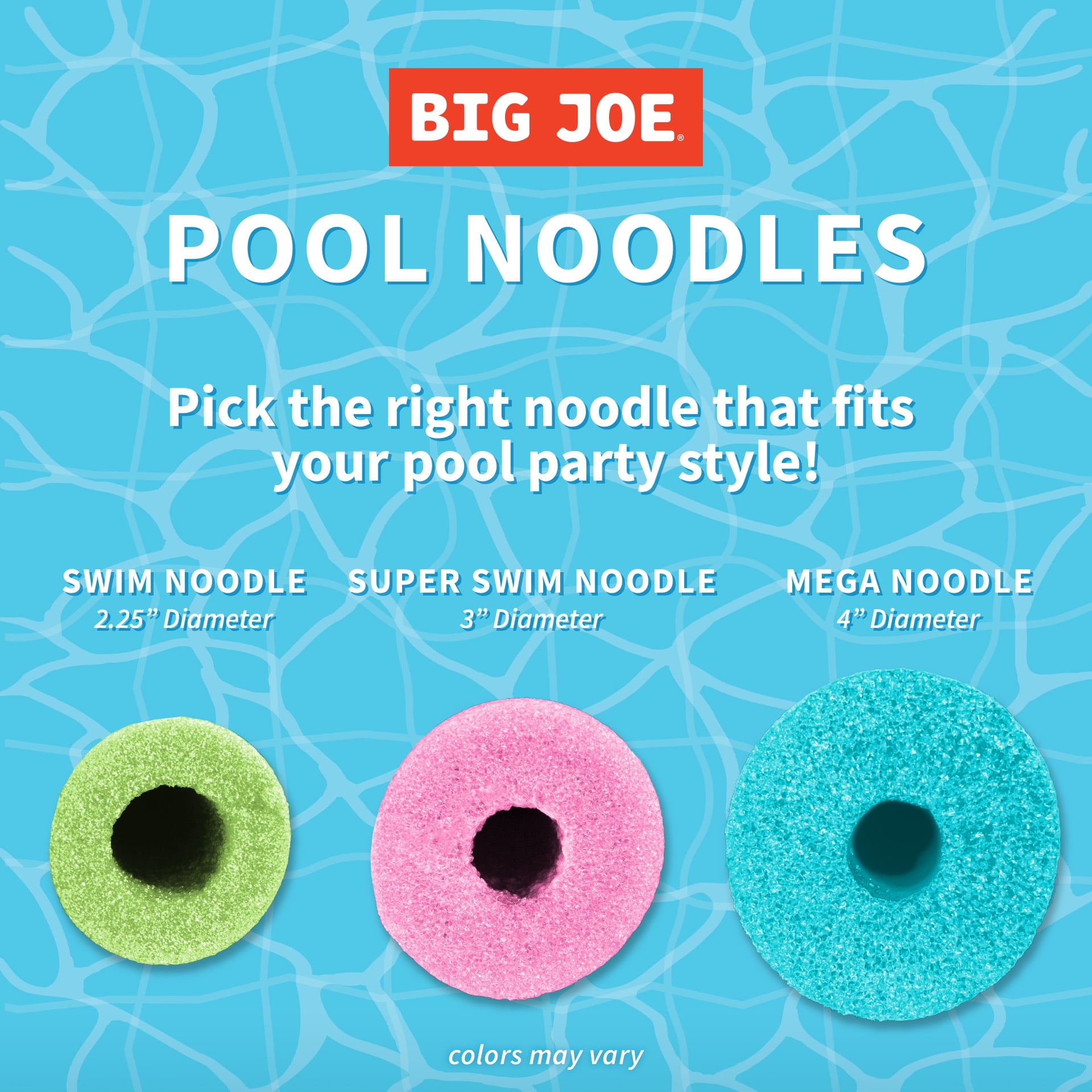 (2 pack) Big Joe Super Foam Swimming Pool Noodle (Sold as Single Unit), Boys & Girls Ages 5+, Three Color Options