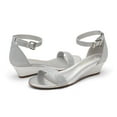 thumbnail image 4 of Women Low Wedge Heel Sandals Open Toe Ankle Strap Buckle Lady Work Casual Shoes SILVER/PLAID Size 8.5, 4 of 5