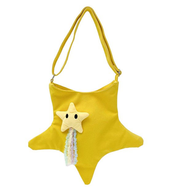 Bolsa De Hombro Bolso de hombro de estrella Bolso de viaje de lona Bolso bandolera de gran capacidad con borlas (Amarillo)