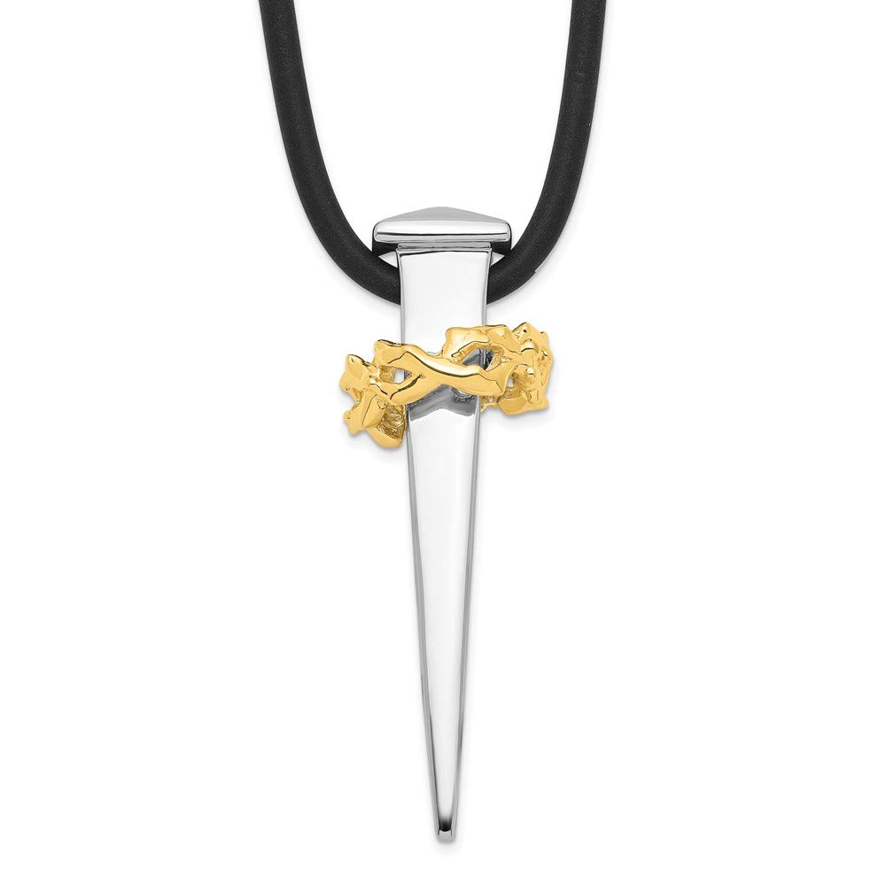 Sterling Silver & Gold Plated No Greater Love Nail 16in Necklace and Pendant