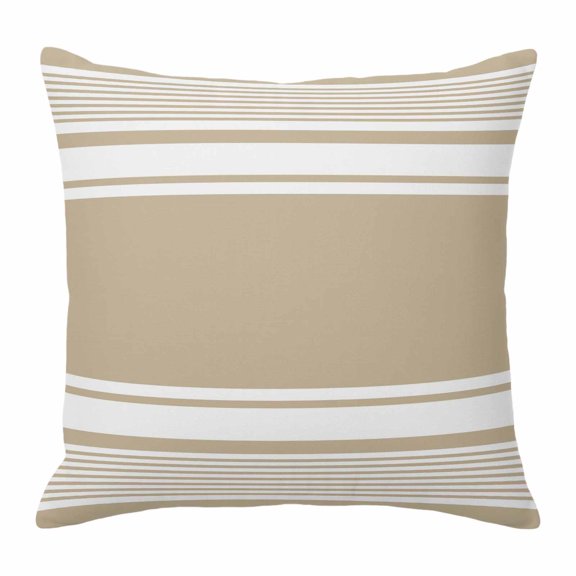 Throw Pillow Covers, Farmhouse Beige Striped 24x24 Pillow Covers for Couch/Sofa/Bed, Modern Minimalist Stripes Decorative Square Linen Cushion Pillowcase for Home Decor