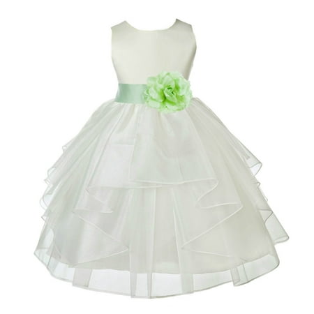 

Ekidsbridal Formal Ivory Shimmering Organza Flower Girl Dresses Wedding Pageant Special Occasions Dresses Junior Toddler Holy Baptism Communion Reception Recital Birthday Girl Party 4613S
