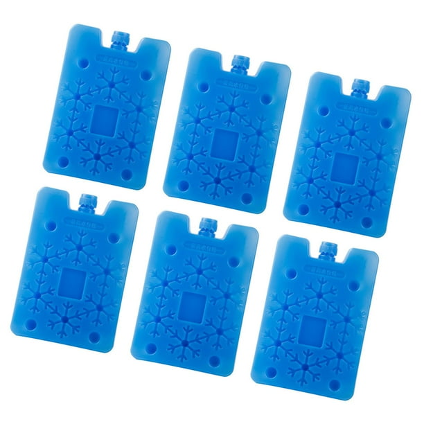 6 cajas de hielo, bloques de hielo para congeladores, resistentes, reutilizables, ligeras, para enfriar hielo. Copo de nieve azul