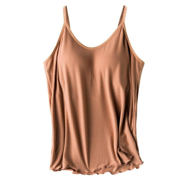 Women's Shelf Bra Camisole Adjustable Spaghetti Strap Tank Top Basic Layer