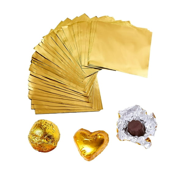 Square Golden Aluminium Foil Candy Wrappers Sugar Wraps Paper for DIY Candies and Chocolate Packaging by Party Wedding Birthday Christmas Accessories,4 by 4-Inch, Gold, 300-Pack