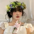 thumbnail image 5 of Girls Flower Flower Girl Headpiece Boho Little Wreaths for Weddings Family Photography - Forest-Style Simulated Wreath Headband A, Barrettes, Back to School, Wedding, Christmas,Season, Anniversary,, 5 of 5