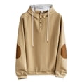 thumbnail image 5 of IWRICH Waffle Hoodie for Men Long Sleeve Casual Breathable Hooded Sweatshirts Loose Fit Lightweight Cozy Pullover Tops Khaki S, 5 of 5