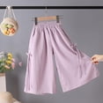 thumbnail image 4 of KyCheLot Capri Pants for Girls Wide Leg Pants Elastic Waist Lightweight Cropped Boho Beach Pants with Pockets 2-16Years, 4 of 7