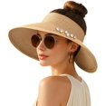 thumbnail image 1 of Women's Sun Visor Hats Wide Brim Straw Beach Hat Ponytail Hats for Women Foldable Floppy, 1 of 5
