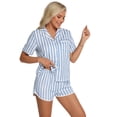 thumbnail image 6 of DAKIMOE Womens Silk Satin Pajamas Short Sleeve Loungewear Two-Piece Sleepwear Button-Down Pj Set, 6 of 6