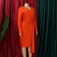 thumbnail image 4 of AURA Plus Size Women V Neck Long Sleeve High Waist Pencil Midi Dress Elegant Office Party Outfit, 4 of 9