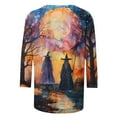 thumbnail image 6 of yoeyez Graphic Tshirts for Women Halloween Vintage Witch Shirts 3/4 Sleeve Crewneck Tunic Tops Purple,S, 6 of 6