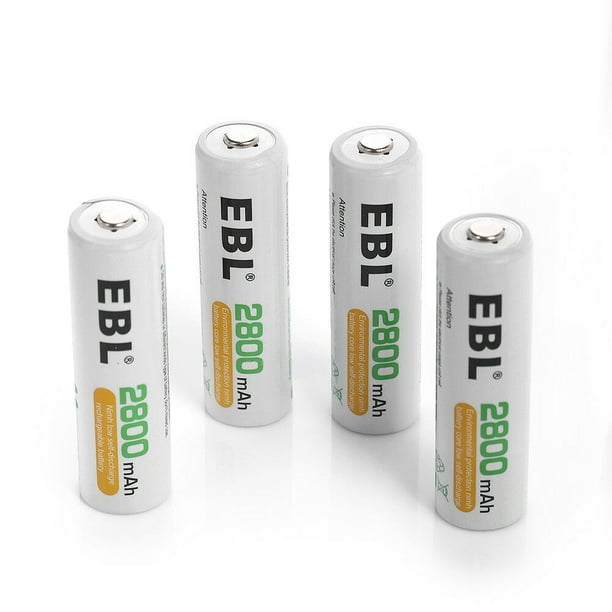 EBL 4 Pack 2800mAh AA NiMH Rechargeable Batteries NiMH Double A Battery