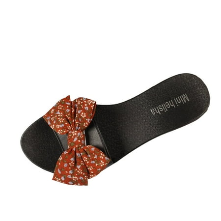 

Summer Slippers For Women Beach Accesseories Flip Flops For Women Elegant Bow Rural Floral Slippers Women Sandals Floral Bowknot Fashion Flat Bottom Daily Summer Outwear Casual Beach Flat Slippers Fem