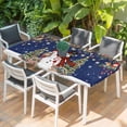 thumbnail image 2 of Navy Blue Christmas Table Cloths for 5 Foot Rectangle Tables, Snowman Xmas Tree Ball Snowflake Winter Patio Waterproof Elastic Fitted Tablecloths, Washable Rectangular Table Cover for Camping, 2 of 8
