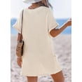 thumbnail image 5 of Swimsuit Coverup for Women Waffle Knit V Neck Short Sleeve Beach Coverup Dress with Pockets, 5 of 6