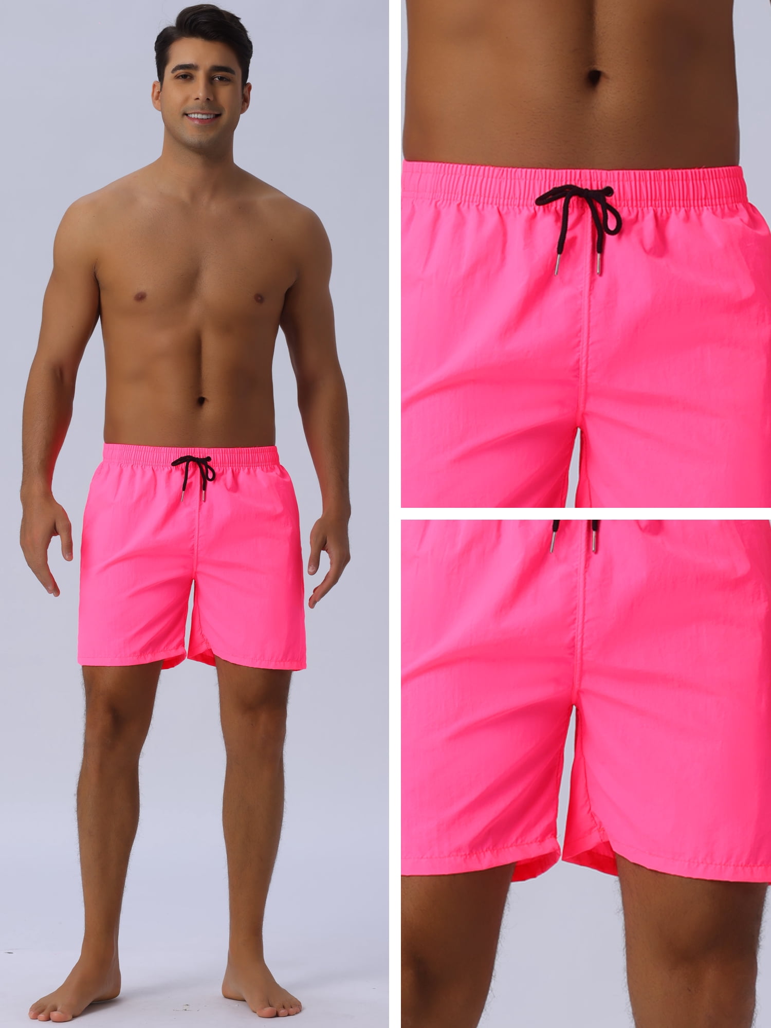 DARING DIVA Men's Elastic Waist Drawstring Surfing Board Shorts 28 Pink