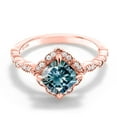 thumbnail image 2 of Gem Stone King 18K Rose Gold Plated Silver Ring Cushion Blue and White Moissanite (1.90 Cttw, Size 9), 2 of 4