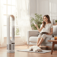 thumbnail image 6 of SHOUFTW 41" Tower Fan with Remote, 8 Speeds Oscillating Floor Fan, 80° Wide Oscillation, 8H Timer, Quiet Cooling Fan for Bedroom, White, 6 of 10