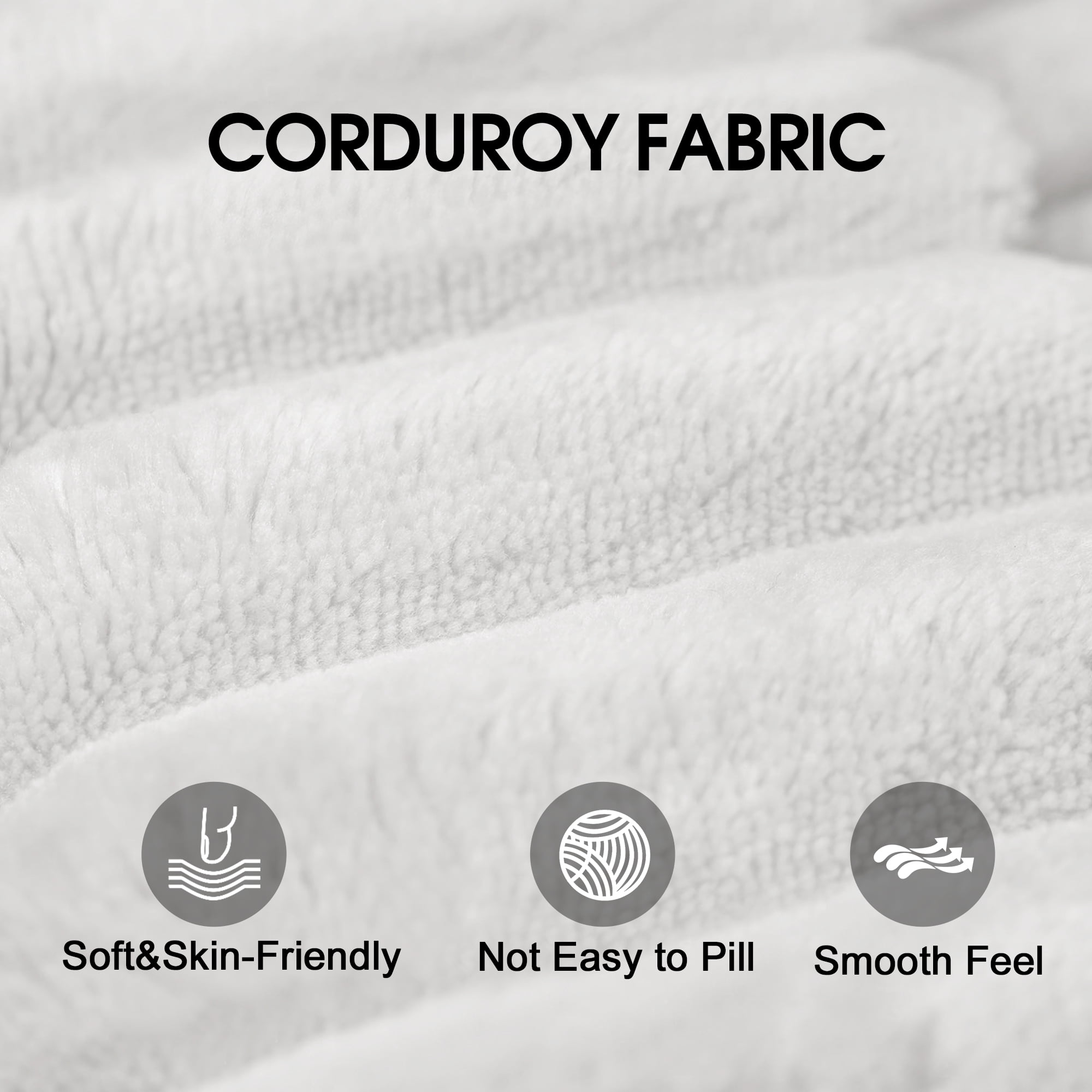 MAYEERTY 118.2" Cloud Sofa White Corduroy Fabric Deep Seat Double-Layer Design Removable Cushion No Assembly DIY Combination for Multi-Rooms