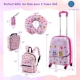 thumbnail image 3 of Costway 5 PCS Kids Luggage Set with Backpack Neck Pillow Luggage Tag Lunch Bag Wheels Light Pink, 3 of 10