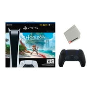 Sony Playstation 5 Digital Edition Horizon Forbidden West Bundle with Extra Black Controller and Microfiber Cleaning Cloth
