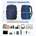 thumbnail image 4 of WANDF Expandable Travel Backpack 17 In Laptop Carry On Backpack with USB Pocket Wet Pocket,Waterproof Underseat personal item travel bag, Large Casual Daypack for Weekender Business(Navy Blue), 4 of 11