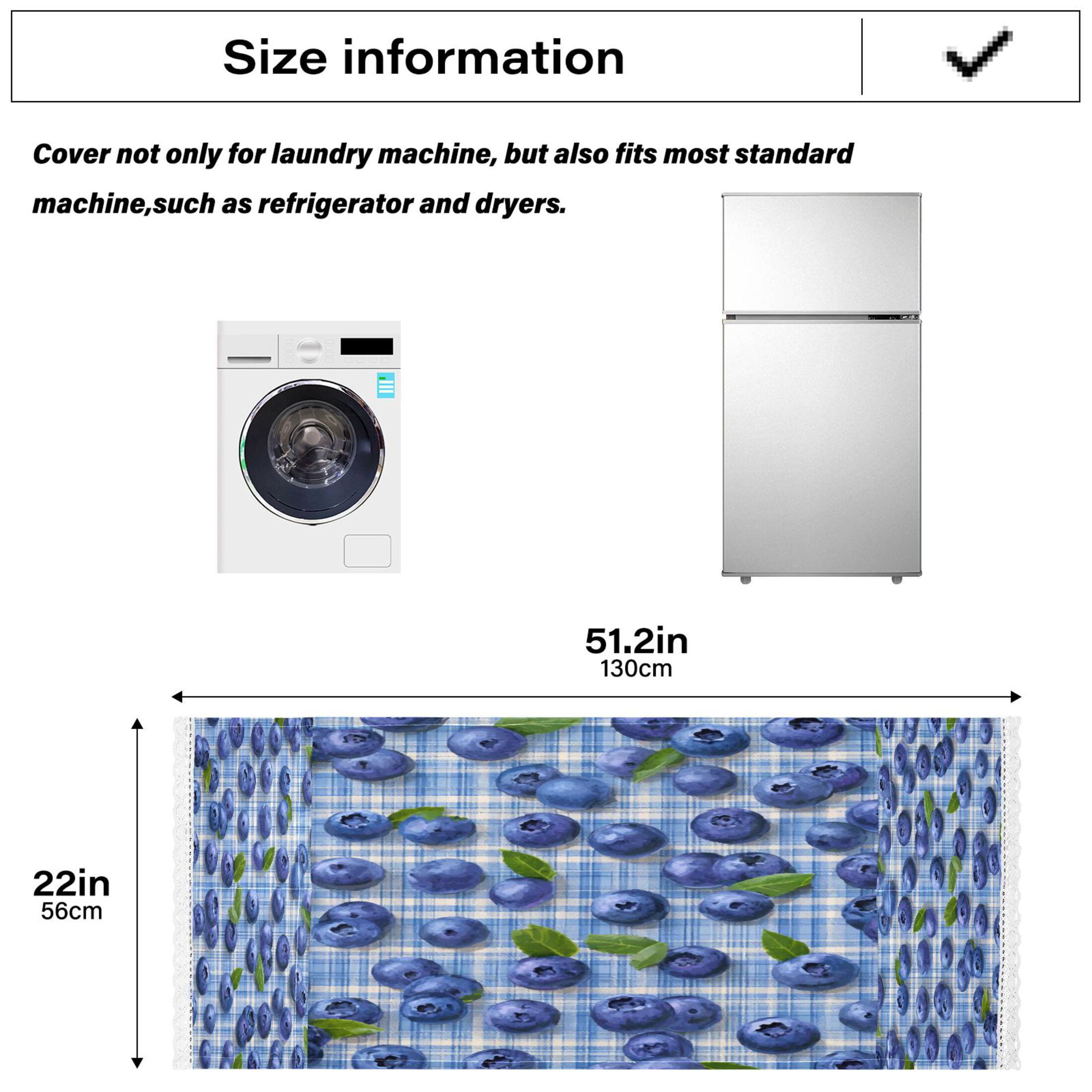 Wobogo Blueberry Gingham Washing Machine Cover Dustproof Washer Dryer Cover Waterproof Laundry Room Decorative Protector